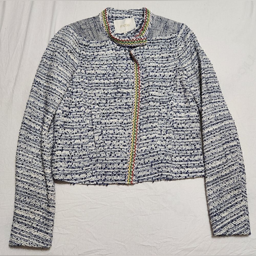 Maje Laos Embellished Tweed Jacket Sz 36